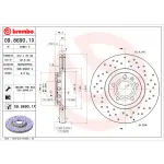 Brembo low-met brake pad and Xtra vented drilled brake disc kit