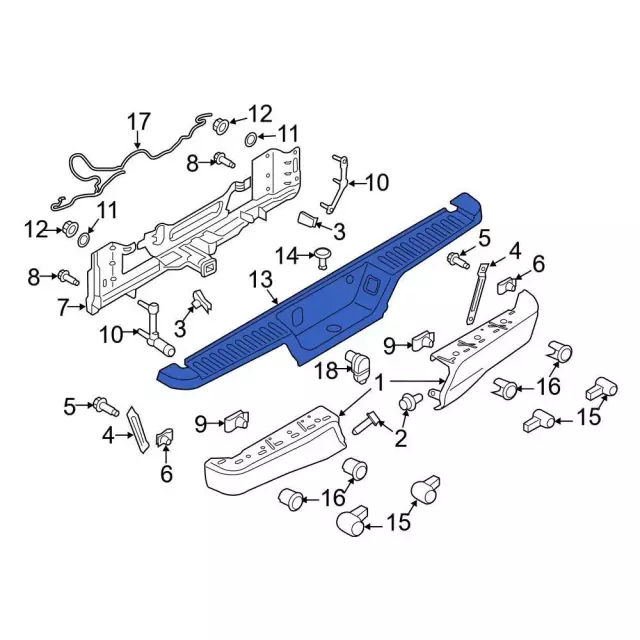 HL3Z-17B807-CD Rear Bumper Top Step Pad Cover w/ Tow and Park Aid