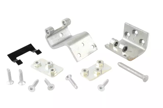 Rear Upper Door Hinge Kit with Hinges, Backing Plates, Pin, Stop, and Bolts