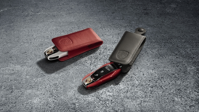 Key Pouch In Leather - Graphite Blue