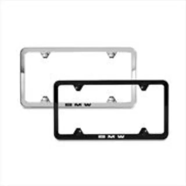 82120042709 - Exterior: 2015-2020 BMW License Plate Frame Laser Slimline for BMW: 228i, 228i xDrive, 230i, 230i xDrive, 320i, 320i xDrive, 328d, 328d xDrive, 328i, 328i xDrive, 330e, 330i, 330i GT xDrive, 330i xDrive, 335i GT xDrive, 335i xDrive, 340i, 340i GT xDrive, 340i xDrive, 428i, 428i xDrive, 430i, 430i xDrive, 435i, 435i xDrive, 440i, 440i xDrive, 528i, 528i xDrive, 530i, 530i xDrive, 535d, 535d xDrive, 535i, 535i GT, 535i GT xDrive, 535i xDrive, 540d xDrive, 540i, 540i xDrive, 550i, 550i GT xDrive, 550i xDrive, 640i, 640i Gran Coupe, 640i xDrive, 640i xDrive Gran Coupe, 640i xDrive Gran Turismo, 650i, 650i Gran Coupe, 650i xDrive, 650i xDrive Gran Coupe, 740e xDrive, 740i, 740i xDrive, 740Li, 740Li xDrive, 750i, 750i xDrive, 750Li, 750Li xDrive, 760Li, 840i, Alpina B6 xDrive Gran Coupe, Alpina B7, M2, M235i, M235i xDrive, M240i, M240i xDrive, M3, M340i, M4, M5, M550i xDrive, M6, M6 Gran Coupe, M760i xDrive, M8, X1, X2, X3, X4, X5, X6, X7, Z4 Image