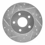 DFC Brake Rotor - Drilled and Slotted - Silver