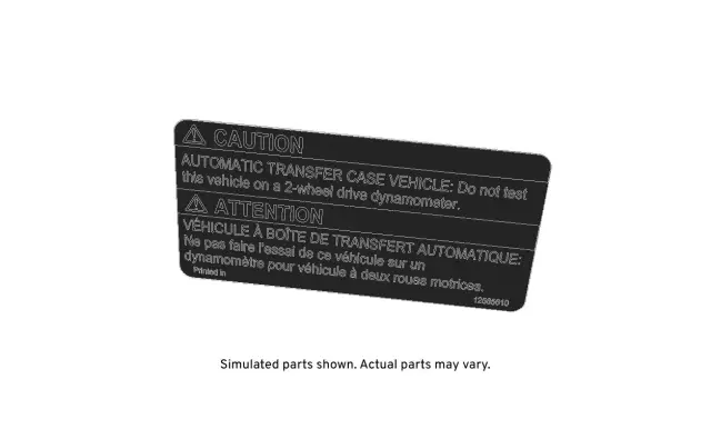 Transfer Case Caution Label