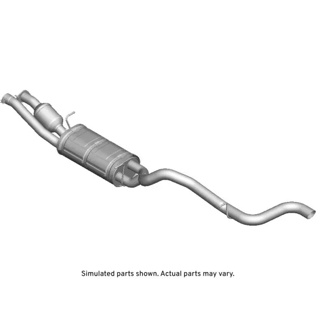Exhaust Muffler Assembly with 3-Way Catalytic Converter, Pipes, Flanges, Bushing, Hangers, Clamp, and Label