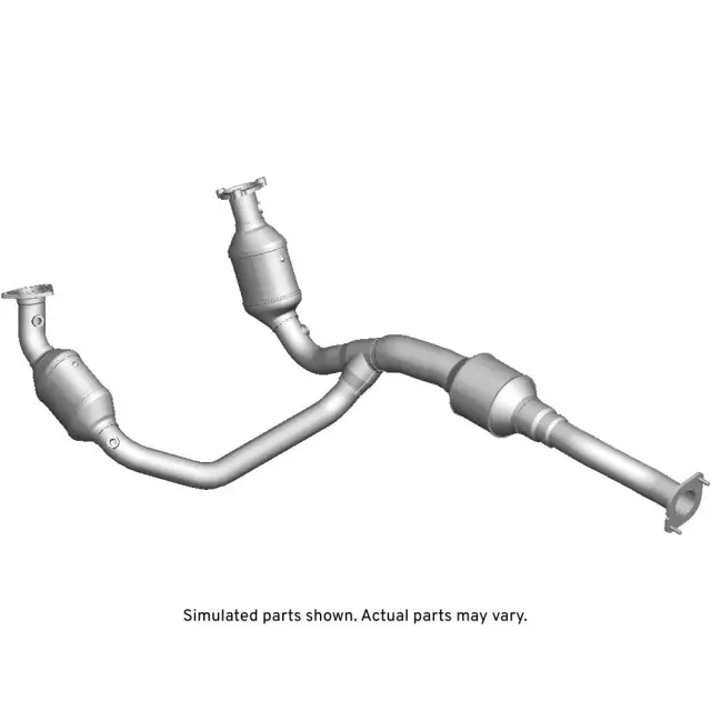 3-Way Catalytic Converter with Pipes, Flanges, Bushings, Studs, and Label