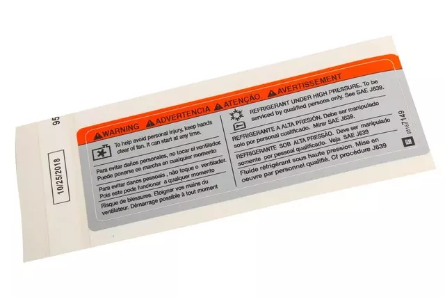 2011-2016 Chevrolet Fan Blade Warning Label 95167149 | AwesomeParts.com