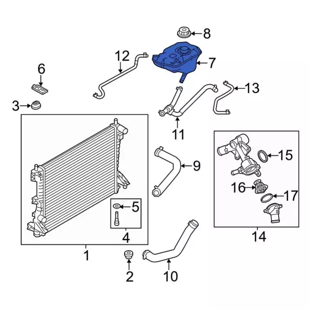 thumbnail image 2 of Coolant Overflow Tank For 2011-2014 Ford Mustang – AM Autoparts (FO3014120) 2 of 6