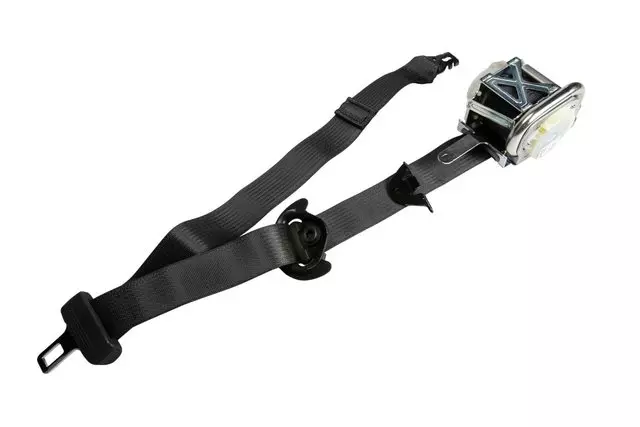 Jet Black Passenger Seat Belt with Retractor and Pre-Tensioner