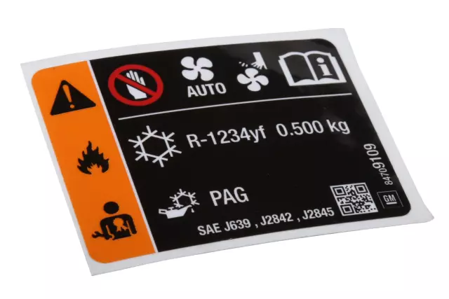 Air Conditioning Refrigerant and Fan Blade Warning Label