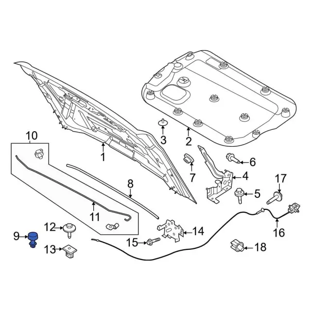Genuine Ford OEM Hood Edge Bumper – 6F2Z-16758-AA – For Mustang Freestyle – Black Rubber, Pair (RH/LH)