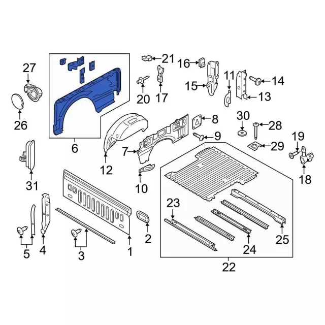 HL3Z-9527840-A - Truck Bed Panel 2017-2020 Ford F-150 | Ford Parts