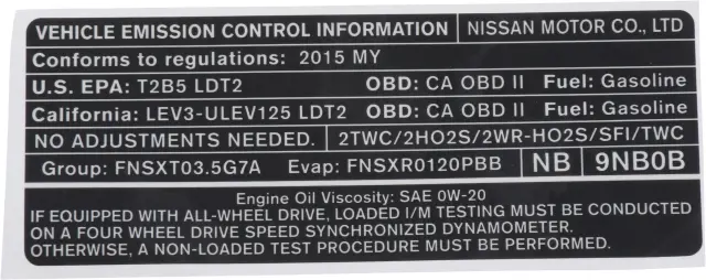 izuuuuuuum 様確認用 2015 INFINITI QX60 Emission Label 148059NB0B | OEM Parts Online