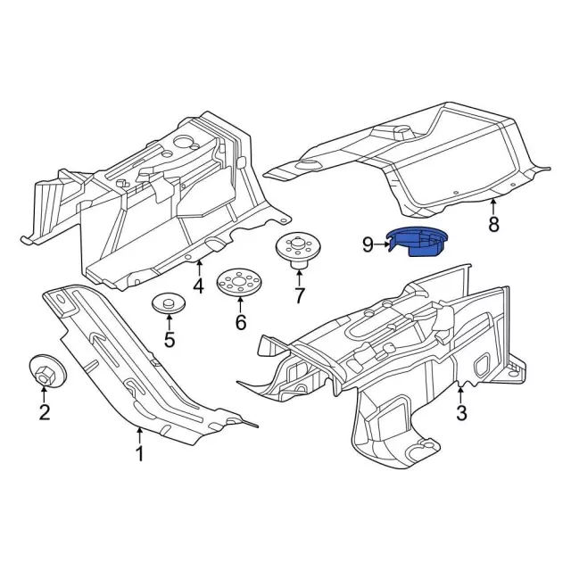 W714358-S442 - Floor Pan Splash Shield Nut 2013-2025 Ford | Online