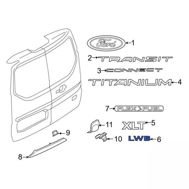 DT1Z-5442528-B - Nameplate - 2014-2023 Ford Transit Connect
