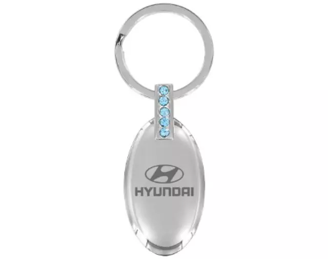 2022-2023 Hyundai - Keychain, Oval Shape With 4 Blue Crystals
