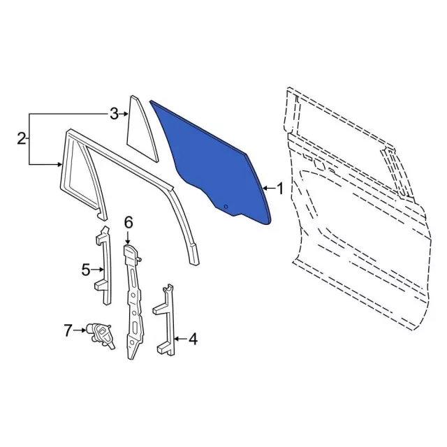 thumbnail image 2 of BAG Tempered Glass Driver Side Window For Ford Expedition 2018-2023 – Clear 2 of 5