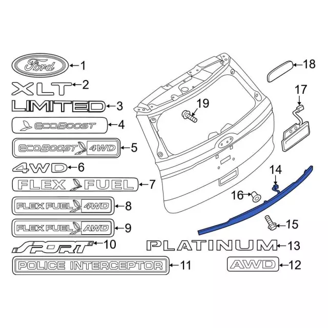fb5z7842512ac Lift-Gate Finish Panel - Ford | TascaParts.com