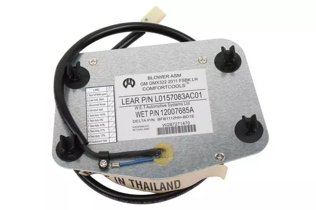 Front Seat Back Heating and Cooling Blower Motor