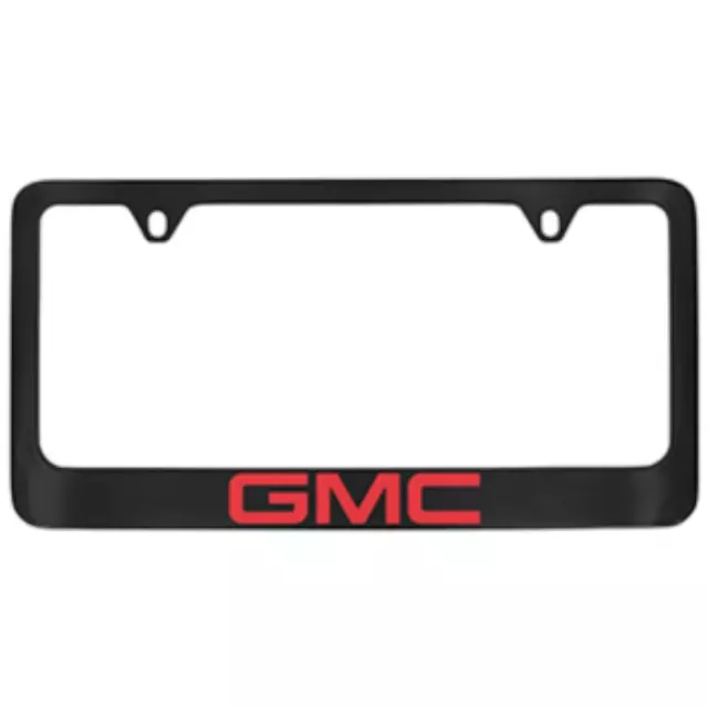 License Plate Frame, Wide Bottom, Black, Gmc