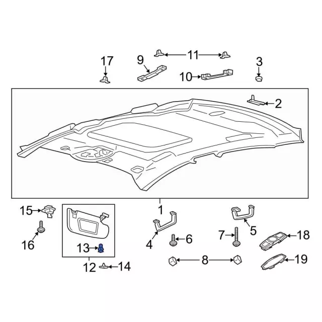 DS7Z-9904132-A - Sun-Visor Retainer Clip | Ford Parts Direct