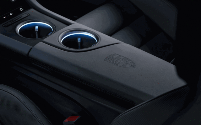 Porsche Crest On Lid Of Storage Compartment