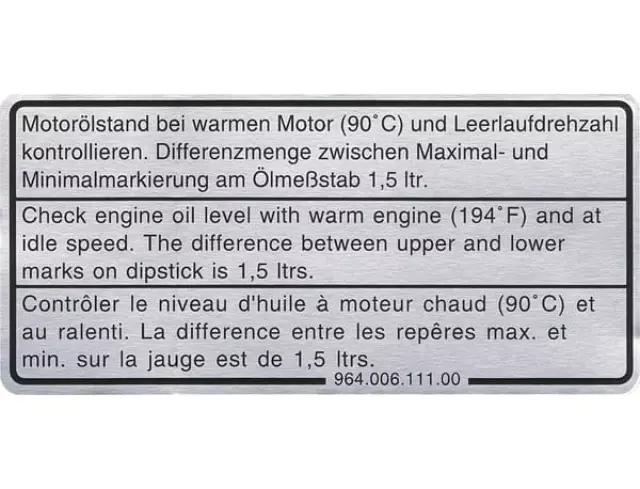 1984-1998 Porsche 911 - Info Label