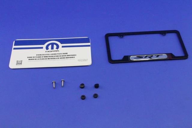 Mopar SRT Hellcat Logo License Plate Frame Polished Finish Mopar ...