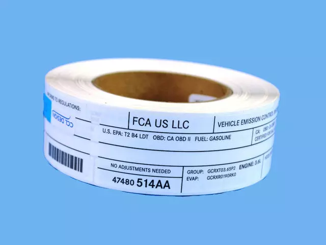 VEHICLE EMISSION CONTROL IN - LABEL 47480514AA