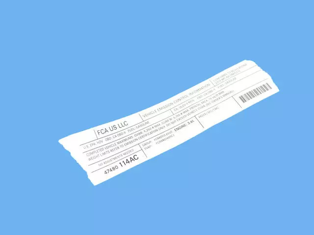 Vehicle Emission Control Information Label