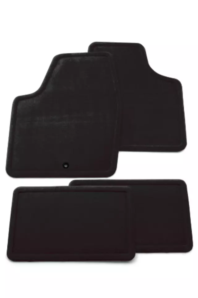 Front and Rear Carpeted Floor Mats in Ebony with Malibu Logo