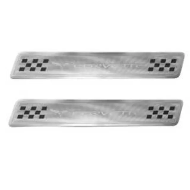 Door Sill Plate Kit - Chrome Corvette Logo