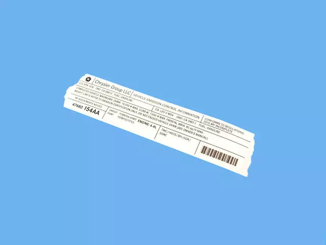 Vehicle Emission Control Information Label