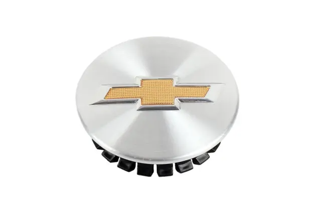 20914866 - Button Style Center Cap in Brushed Aluminum with Gold
