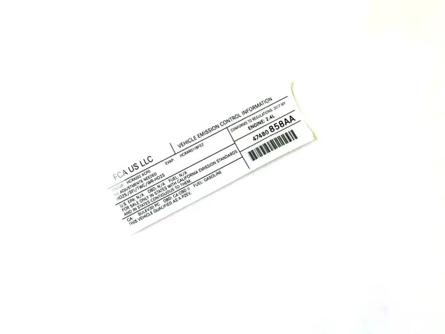 2017 Jeep Cherokee Veci Label Label 47480858AA | My Mopar Parts