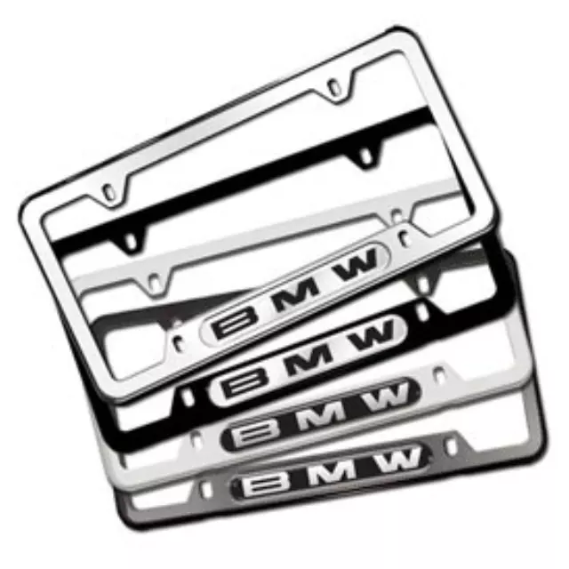 BMW License Plate Frame Polished Steel w/ Logo