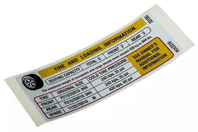 Tire Info Label - GM (95353319)