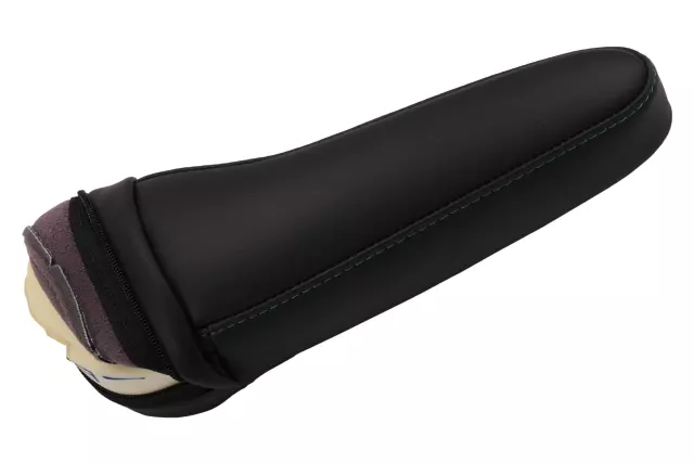 Black Driver Seat Armrest with Ice Blue Stitching