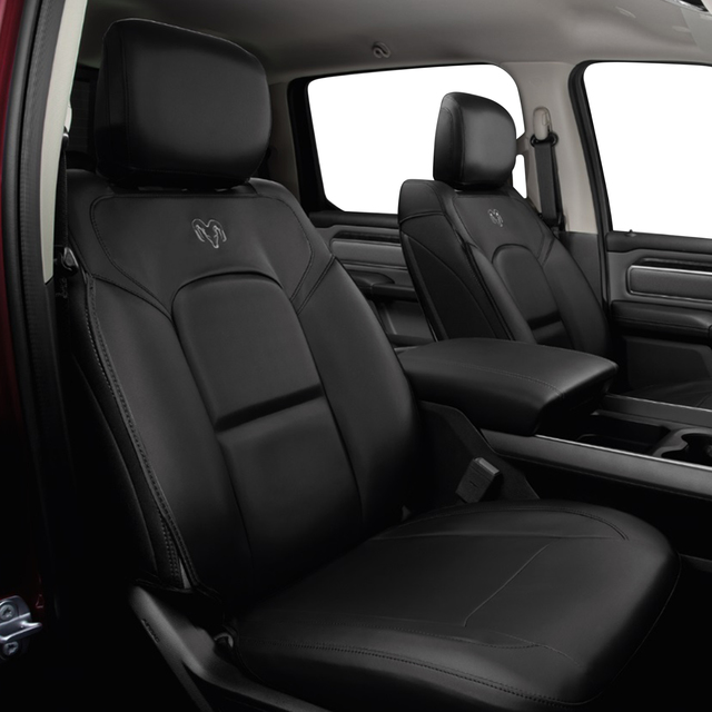 thumbnail interactive-video image 1 of PU Leather Front Seat Covers For GMC Sierra 1500 2011-2023 – 2pcs, Black 1 of 3