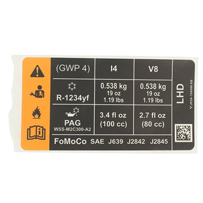 Genuine OEM Ford - AC Label JR3Z-9900014-F | OEM Ford Parts & Accessories