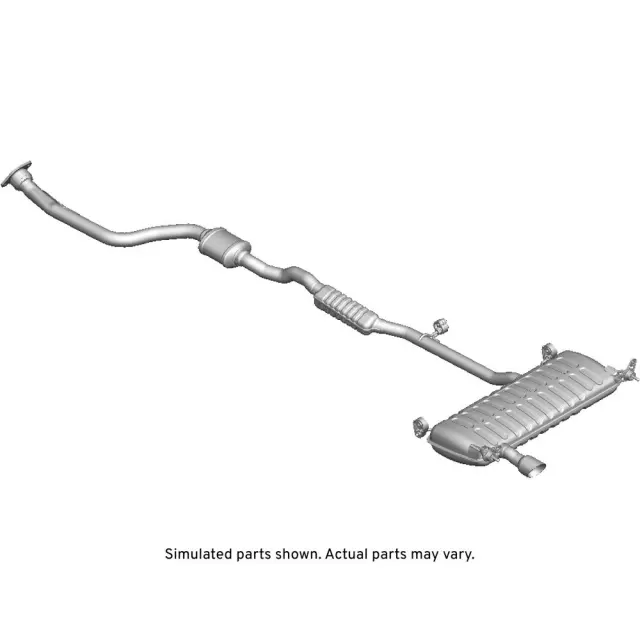 Exhaust Muffler Assembly with 3-Way Catalytic Converter, Pipes, Shield, Insulators, Brackets, and Clamp