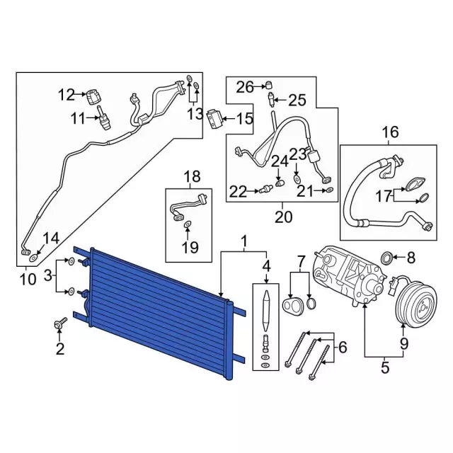 A/C Condenser & Receiver Dryer Assembly For Ford F250 F350 F450 F550 Super Duty 2017-2019