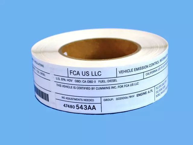 Vehicle Emission Control Information Label