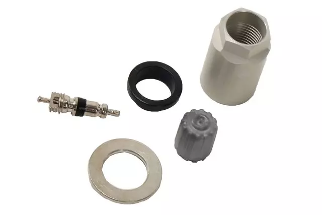 Tire Pressure Monitoring System (TPMS) Valve Kit with Cap, Core, Washer, Grommet, and Nut