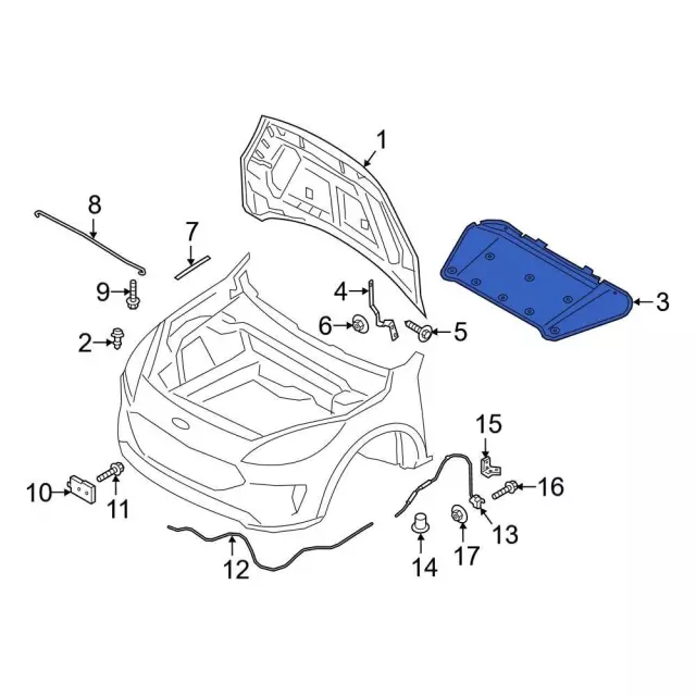 B Ford DR3Z-16738-B Mustang Hood Insulation OEM GT 13-14/Boss 13