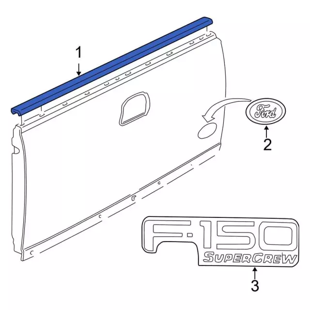 thumbnail image 2 of Evan-Fischer Tailgate Molding – 2002–2006 Ford F-250 / F-350 Super Duty – Black, Direct Fit 2 of 5