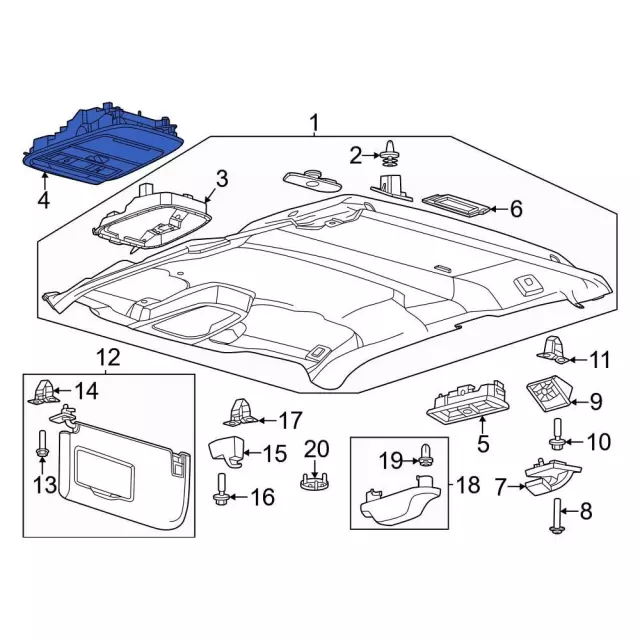 Genuine Ford Overhead Console Assembly 4L3Z-18519A70-AAL - OEM Replacement For Storage