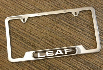 999MB8X000 - Exterior: License Plate Frame, Stainless W/Leaf Logo for Nissan: LEAF Image