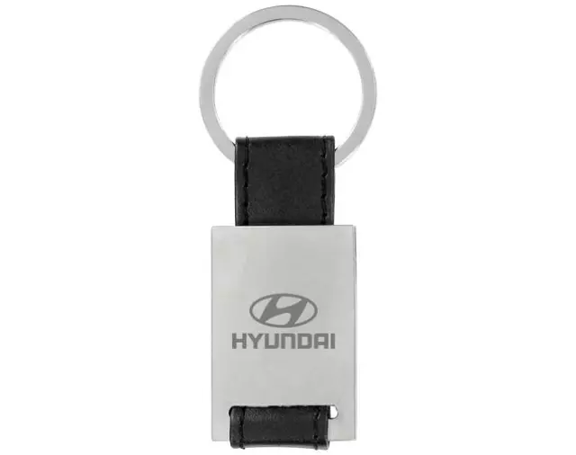 2022-2025 Hyundai - Keychain, Metal Rectangle With Leather Strap