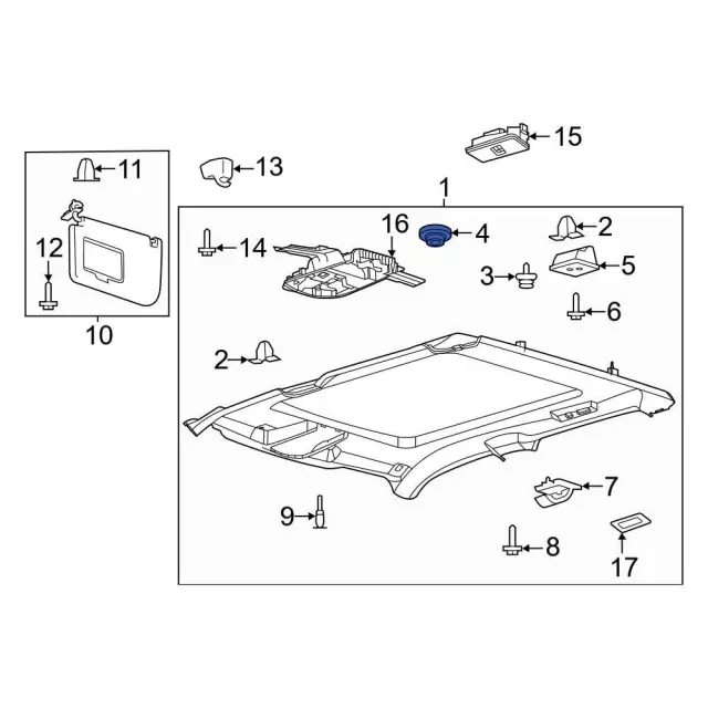 NOS OEM Ford D7FZ-62518A 40-A Mustang Sun Roof Headliner Retainers SET NOS OEM Ford D7FZ-62518A 40-A Mustang Sun Roof Headliner Retainers SET