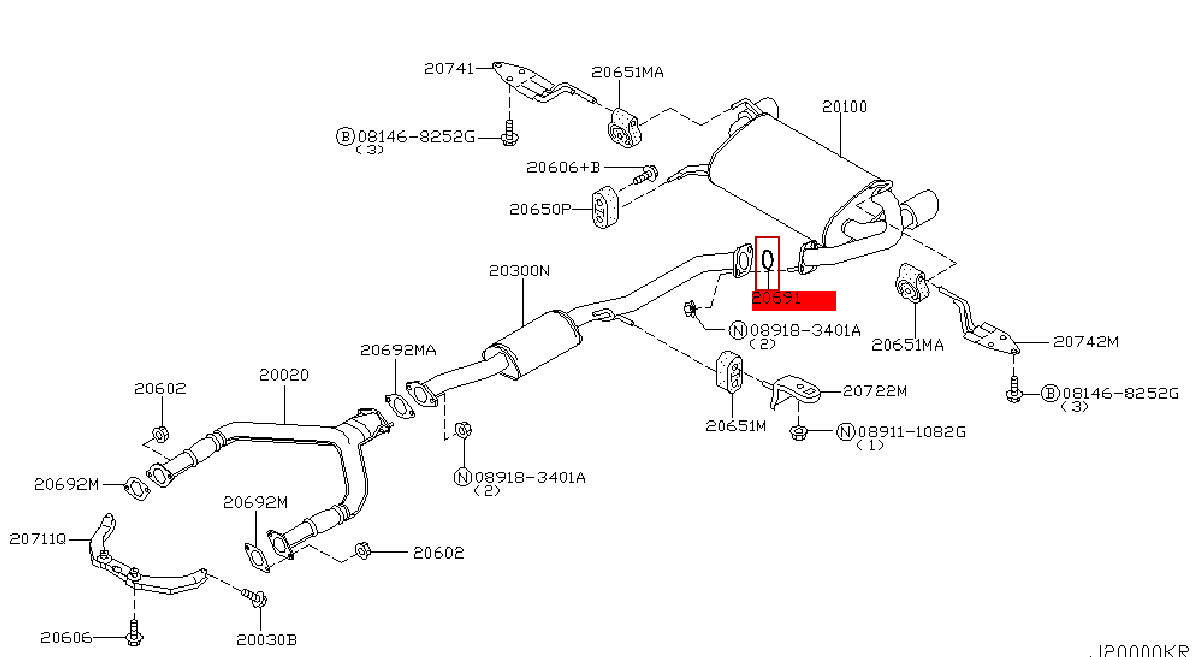 20032007 Infiniti G35 Rear Muffler Gasket 20691AM800 Infiniti Parts Online